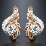 Elegant CZ Dangle Earrings Rose Gold 585