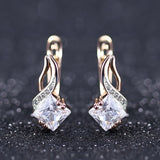 Elegant CZ Dangle Earrings Rose Gold 585