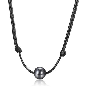 Hematite Bead Leather Necklace Choker for Men Boys Adjustable Teen Jewelry