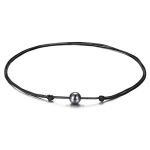 Hematite Bead Leather Necklace Choker for Men Boys Adjustable Teen Jewelry