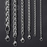 Stainless Steel Men's Wheat Link Chain Necklace 3/4/5/6/8/10mm