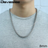 Stainless Steel Men's Wheat Link Chain Necklace 3/4/5/6/8/10mm