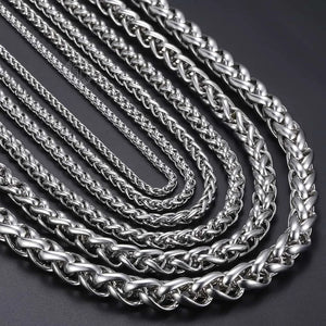 Stainless Steel Men's Wheat Link Chain Necklace 3/4/5/6/8/10mm