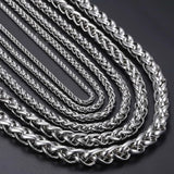 Stainless Steel Men's Wheat Link Chain Necklace 3/4/5/6/8/10mm