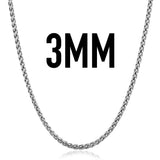 Stainless Steel Men's Wheat Link Chain Necklace 3/4/5/6/8/10mm
