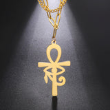 Ankh Cross Eye of Horus Protection Charm Necklace