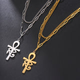 Ankh Cross Eye of Horus Protection Charm Necklace