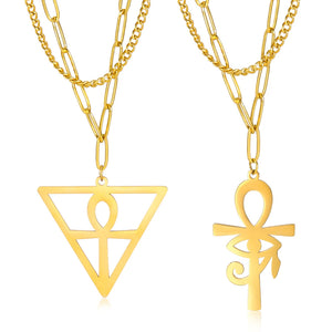 Ankh Cross Eye of Horus Protection Charm Necklace