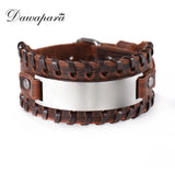 Custom Stainless Steel Leather Bangle Bracelet