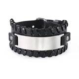 Custom Stainless Steel Leather Bangle Bracelet