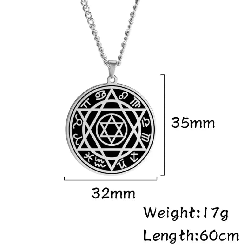 Talisman Seal Solomon 12 Constellation Pendant Stainless Steel Necklace