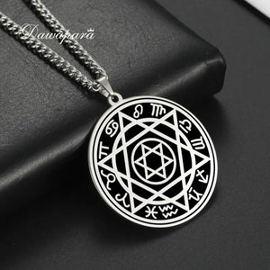 Talisman Seal Solomon 12 Constellation Pendant Stainless Steel Necklace