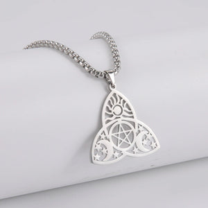 Wiccan Triple Moon Goddess Pendant Stainless Steel