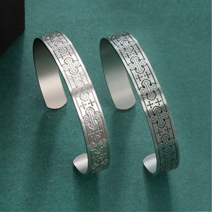 Vintage Cross Bangle Faith Hope Love Amulet Bracelet Stainless Steel