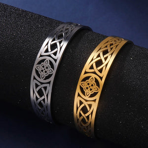 Witch Knot Cuff Bangle Stainless Steel Wiccan Pagan Symbol Bracelet