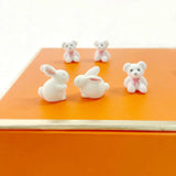 Velvet Bear Jade Rabbit DIY Girl Earrings Material 4pcs