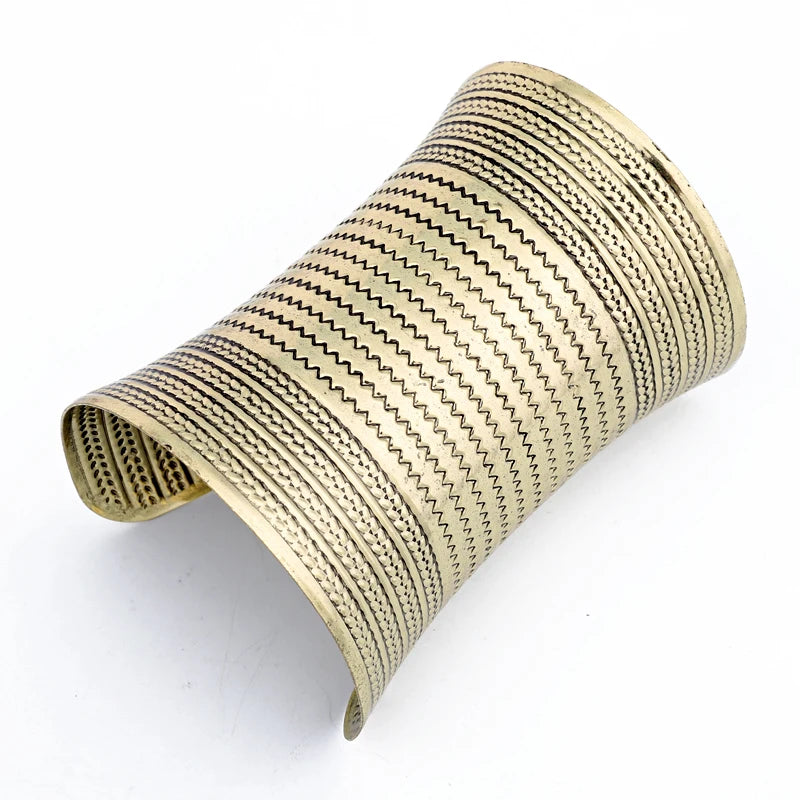 Bohemia Ethnic Vintage Wide Open Cuff Hand Bracelet Bangles For Womens Jewelry
