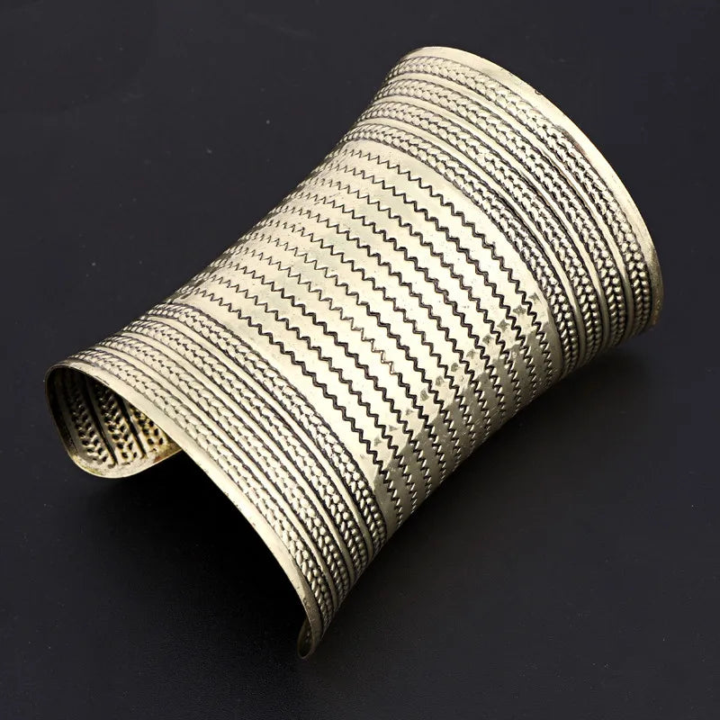Bohemia Ethnic Vintage Wide Open Cuff Hand Bracelet Bangles For Womens Jewelry
