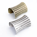 Vintage Tibetan Silver Bracelet Huge Open Cuff Bangle Carved Stripe Women Jewelr