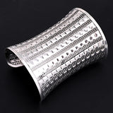 Vintage Tibetan Silver Bracelet Huge Open Cuff Bangle Carved Stripe Women Jewelr