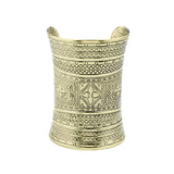 Vintage Tibetan Silver Plated Bracelet Huge Open Cuff Bangle Flower Carving