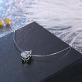 Zircon Water Drop Pendant Necklace Womens Jewelry Invisible Collar Chain