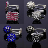 2 Pcs/Set Rhinestone Crystal Cufflinks for Mens Formal Anniversary Gift