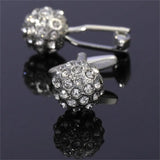 2 Pcs/Set Rhinestone Crystal Cufflinks for Mens Formal Anniversary Gift
