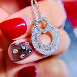 CZ Hollow Heart Pendant Necklace Women Cubic Zirconia Chain Wedding Jewelry