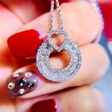 CZ Hollow Heart Pendant Necklace Women Cubic Zirconia Chain Wedding Jewelry