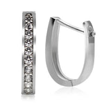 CZ Stone Hoop Earrings 925 Sterling Silver Classic Style Fine Jewelry