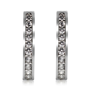 CZ Stone Hoop Earrings 925 Sterling Silver Classic Style Fine Jewelry