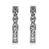 CZ Stone Hoop Earrings 925 Sterling Silver Classic Style Fine Jewelry