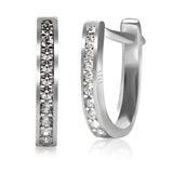 CZ Stone Hoop Earrings 925 Sterling Silver Classic Style Fine Jewelry
