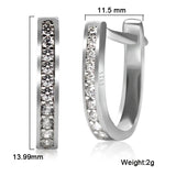 CZ Stone Hoop Earrings 925 Sterling Silver Classic Style Fine Jewelry