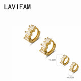 925 Sterling Silver Small Hoop Earrings with Clear Cubic Zirconia