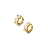 925 Sterling Silver Small Hoop Earrings with Clear Cubic Zirconia