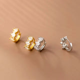 925 Sterling Silver Small Hoop Earrings with Clear Cubic Zirconia