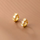925 Sterling Silver Small Hoop Earrings with Clear Cubic Zirconia
