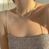 Crystal Tennis Choker Necklace Iced Out Zirconia Collar Short Chain