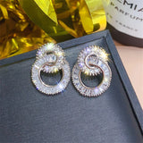 Crystal Zircon Shape 8 Women Stud Earring Jewelry