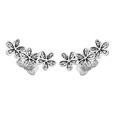 Dazzling Daisies Clear CZ Earrings 925 Sterling Silver Jewelry