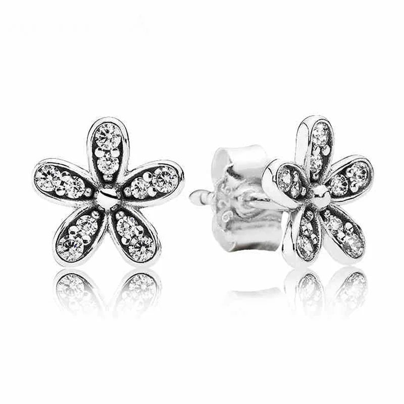 Daisy Clusters Orchid 925 Silver Earrings for Women Wedding Gift
