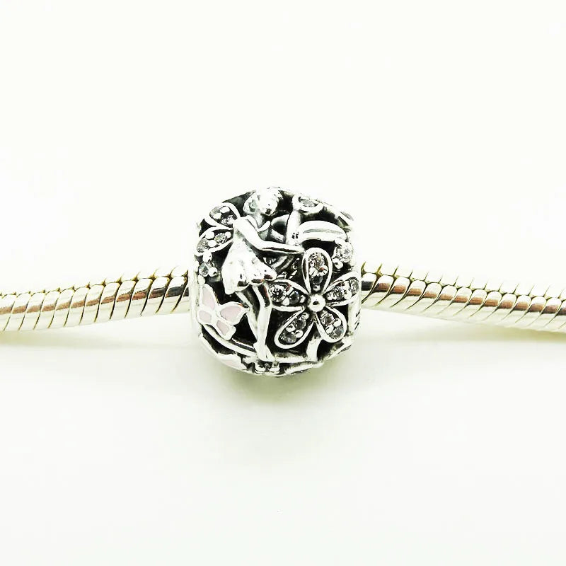 Daisy Fairy Crystal Charm Bracelet Beads 925 Silver