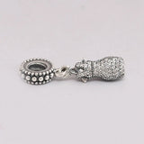Dazzling Dress Dangle Charm with Clear CZ 925 Sterling Silver Beads DIY Jewelry