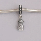 Dazzling Dress Dangle Charm with Clear CZ 925 Sterling Silver Beads DIY Jewelry