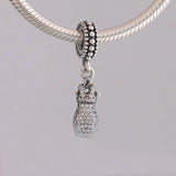 Dazzling Dress Dangle Charm with Clear CZ 925 Sterling Silver Beads DIY Jewelry