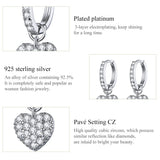 925-Silver Beaded Heart Drop Earrings Wedding Jewelry