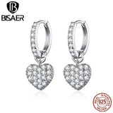 925-Silver Beaded Heart Drop Earrings Wedding Jewelry