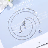 Micro CZ Moon Star Tassels Pendant Silver Necklace Gift S-N239